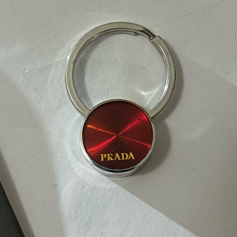 Prada Red and Silver Luxury Keychain/Key Holder